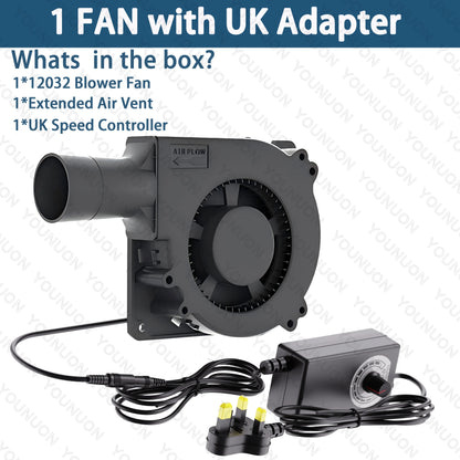 120mm BBQ Fan Adjustable Blower Fan For BBQ Heater Blower Air Blower Cooking Speed Controller Outdoor Portable Machine