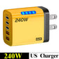 240W 5 In 1 Gan Desktop Charger 3PD 2 USB Fast Charging EU/US Charger Display Light For Iphone Samsung Xiaomi Huawei New
