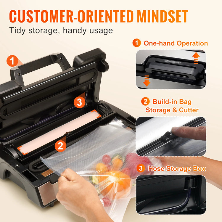 SucceBuy 90Kpa 130W Vacuum Sealer Food Packaging Machine with Free 10pcs Vacuum bags for Household Kitchen Vacuum Food Sealing - ElectronAge