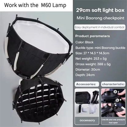Roreta ZU80/ZU60 Photo Studio Light COB Bi-Color 2500-8500K CRI≥95 TLCI≥97 With Diffuser LED Video Lights Fill Lighting