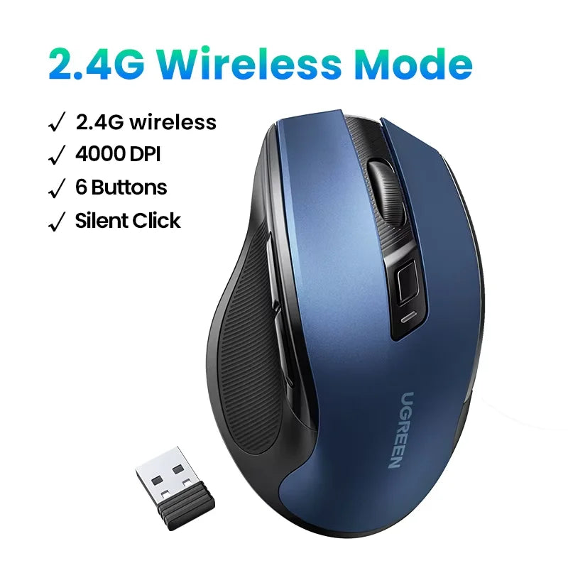 UGREEN Wireless Mouse Bluetooth5.0 Mouse Ergonomic 4000DPI - ElectronAge