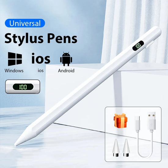 Universal Stylus Pen With LED Digital Power Display For iPad Samsung Huawei Xiaomi Tablet Pen For Android IOS Windows Touch Pen