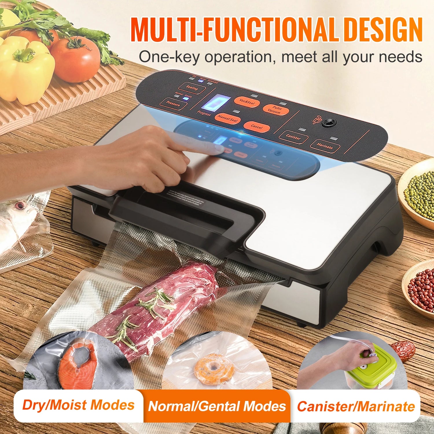 SucceBuy 90Kpa 130W Vacuum Sealer Food Packaging Machine with Free 10pcs Vacuum bags for Household Kitchen Vacuum Food Sealing - ElectronAge