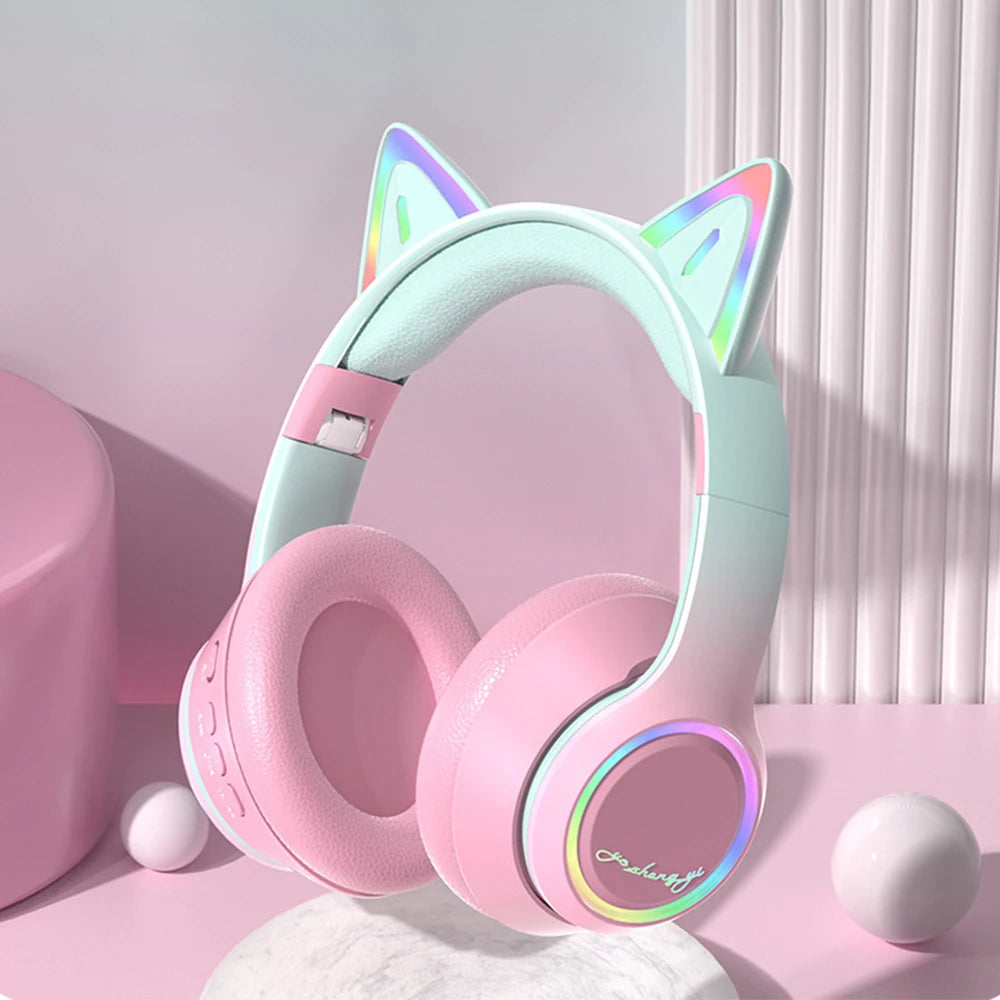 QearFun RGB Cat Ear Bluetooth Headphones - ElectronAge