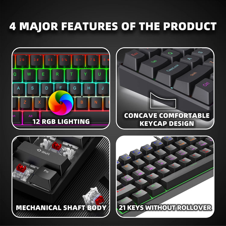 ZSUS Z61-B USB Gaming Mechanical Mini Keyboard - ElectronAge