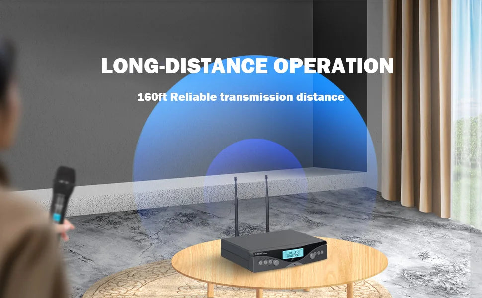 Wireless Microphone G-MARK G320AM Professional UHF 2 Channels Karaoke Mic - ElectronAge