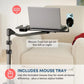 Adjustable Rolling Laptop Stand with Mouse Tray and Phone Holder