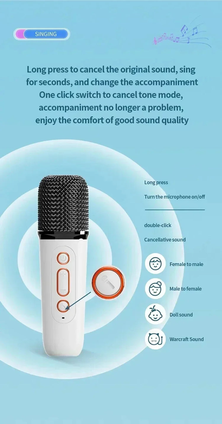 Mini Karaoke Machine LED Portable Bluetooth Speaker - ElectronAge