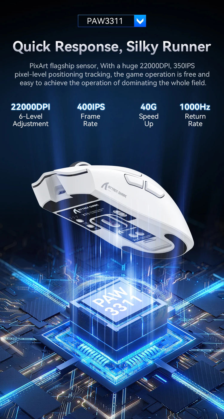 ATTACK SHARK X11 Lightweight Wireless Gaming Mouse - ElectronAge