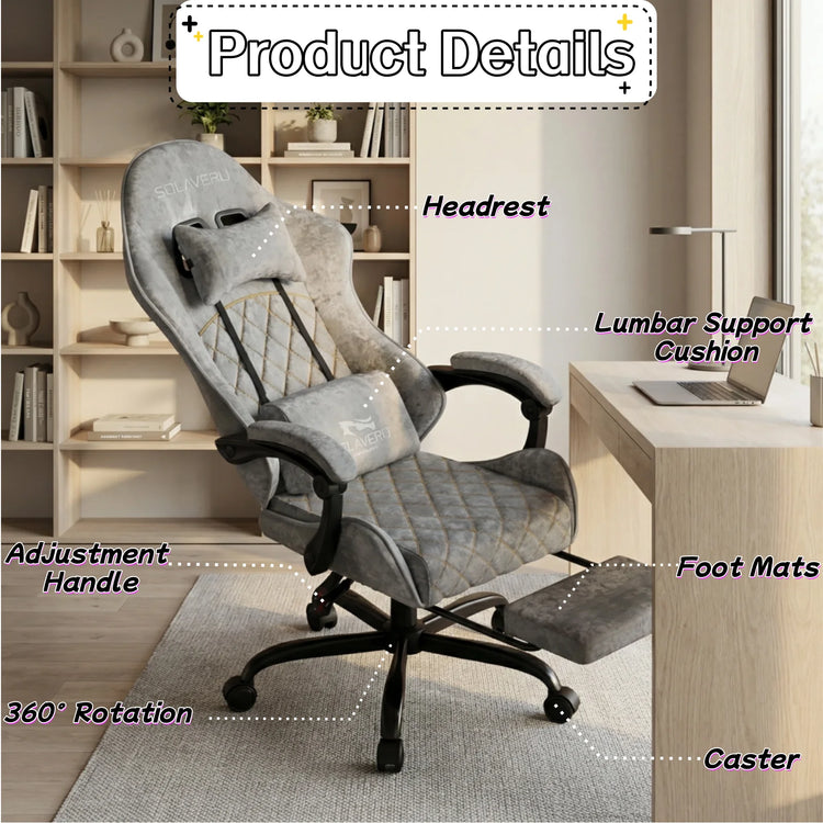 Massage Gaming Chair with 360°-Swivel and Headrest - ElectronAge