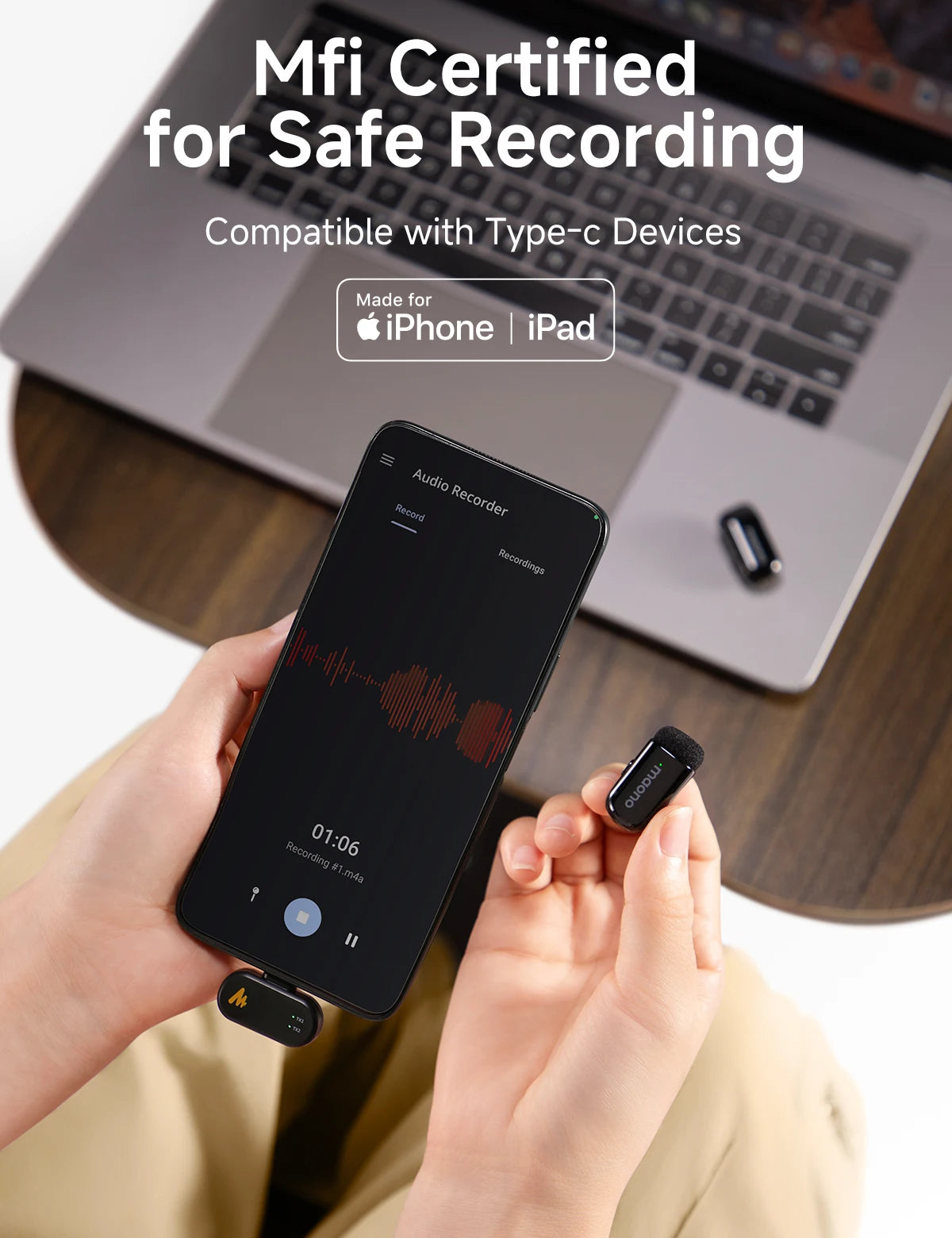 maono T1mini Wireless Lapel Microphone for Phone-Noise Cancellation - ElectronAge