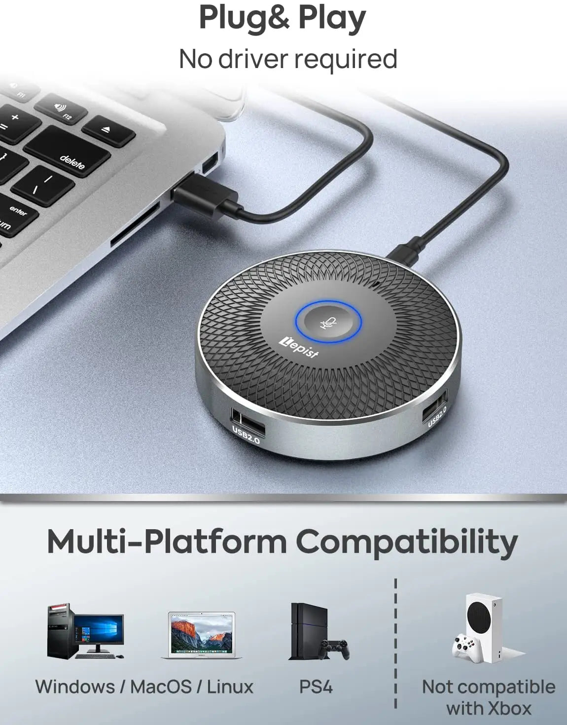 JOUNIVO Conference Microphone with 5-in-1 Usb Adapter - ElectronAge