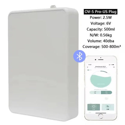Smart Essential Oil Battery Diffuser Bluetooth App Control Coverage 500m³ Wall Mounted Aroma Diffuser Scent Machine Hotel Home