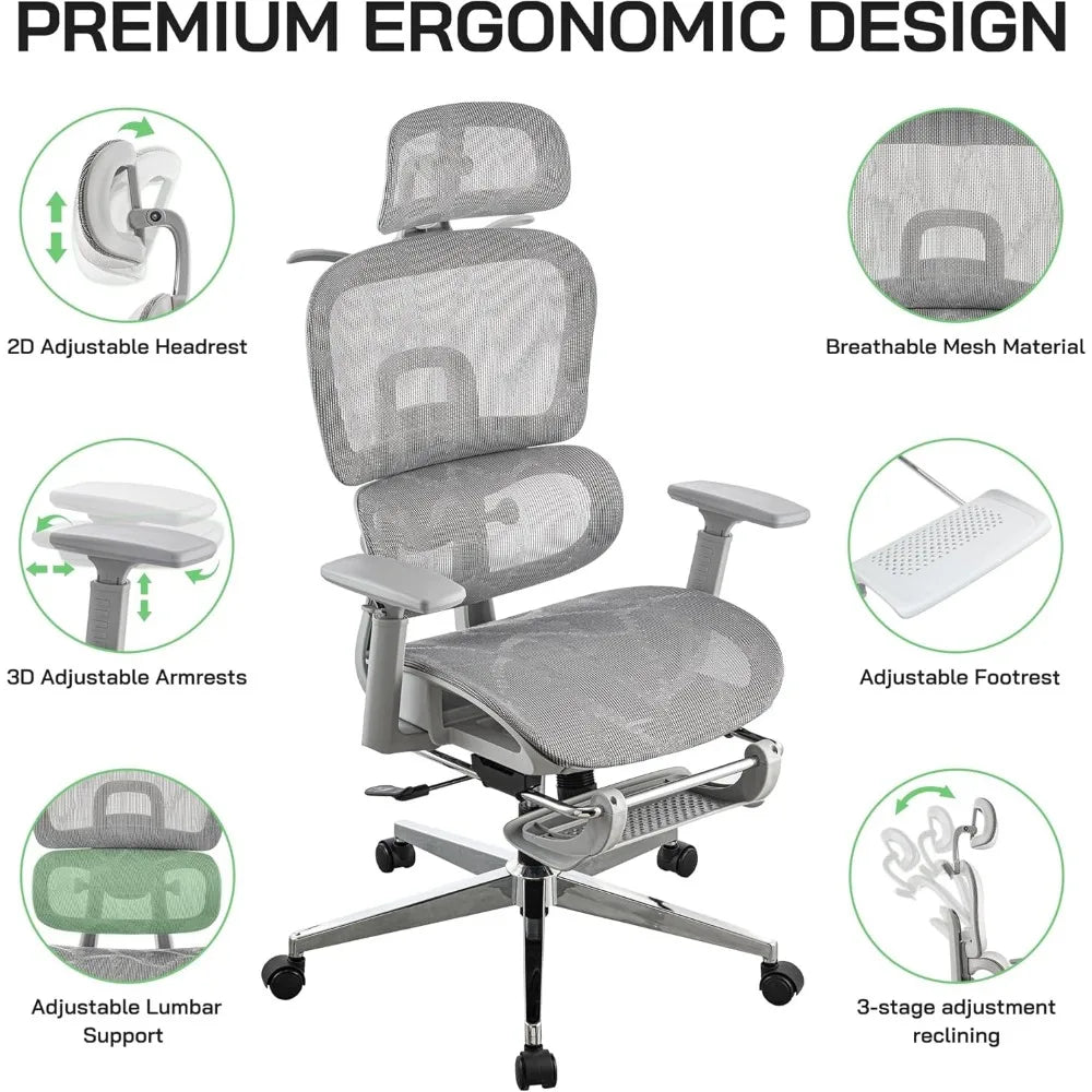 mesh ergonomic office chair with footrest - ElectronAge