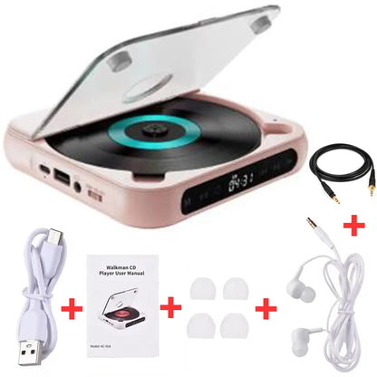Bluetooth-Compatible CD Player LCD Screen Car CD Player A-B Repeat 1200 MAh Battery Friend Family Student portable dvd player