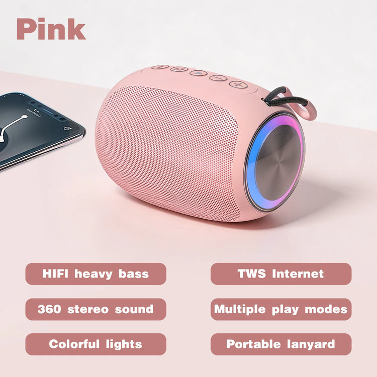 Pink Wireless Speaker with Colorful Lights - ElectronAge