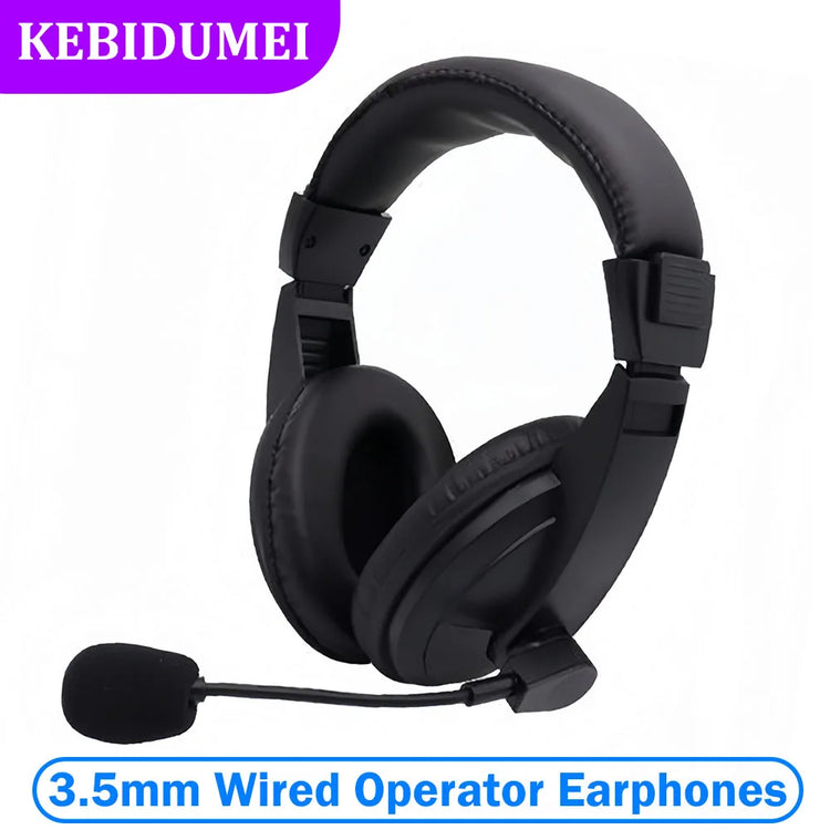 kebidumei 3.5mm Wired Headsets Operator Headphones - ElectronAge