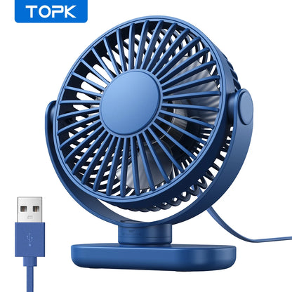 TOPK Mini Portable fan Standing fans for Room Camping,Rechargeable Electric USB Personal Fan Desk Table Stand Fan Table for Home