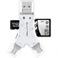 4 in 1 SD Card Reader for iPhone iPad Android Mac Computer Camera, Portable Memory Card Adapter with Charging Port