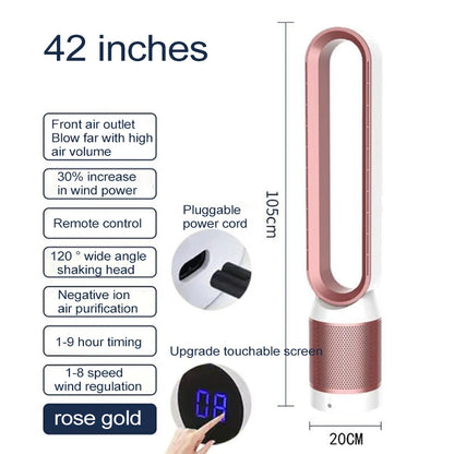 42 Inch Air Purification Circulation Bladeless Fan Ultra-Quiet Dormitory Desk Floor Electric Fan Tower Fan Bladeless Room Fan