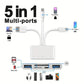Three-wire 5-in-1 card reader, multi-function OTG converter, high-speed transmission, compatible with Iphone/Android/ipad