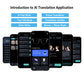 Smart AI translation glasses, real-time app translation in 164 languages, photochromic lenses, flat gray-black lenses.