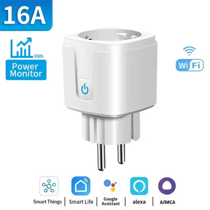 Tuya WiFi/Zigbee Smart Plug EU Socket 16A/20A Power Monitor Timer Remote Voice Control Works with Alexa Google Home Smart Life
