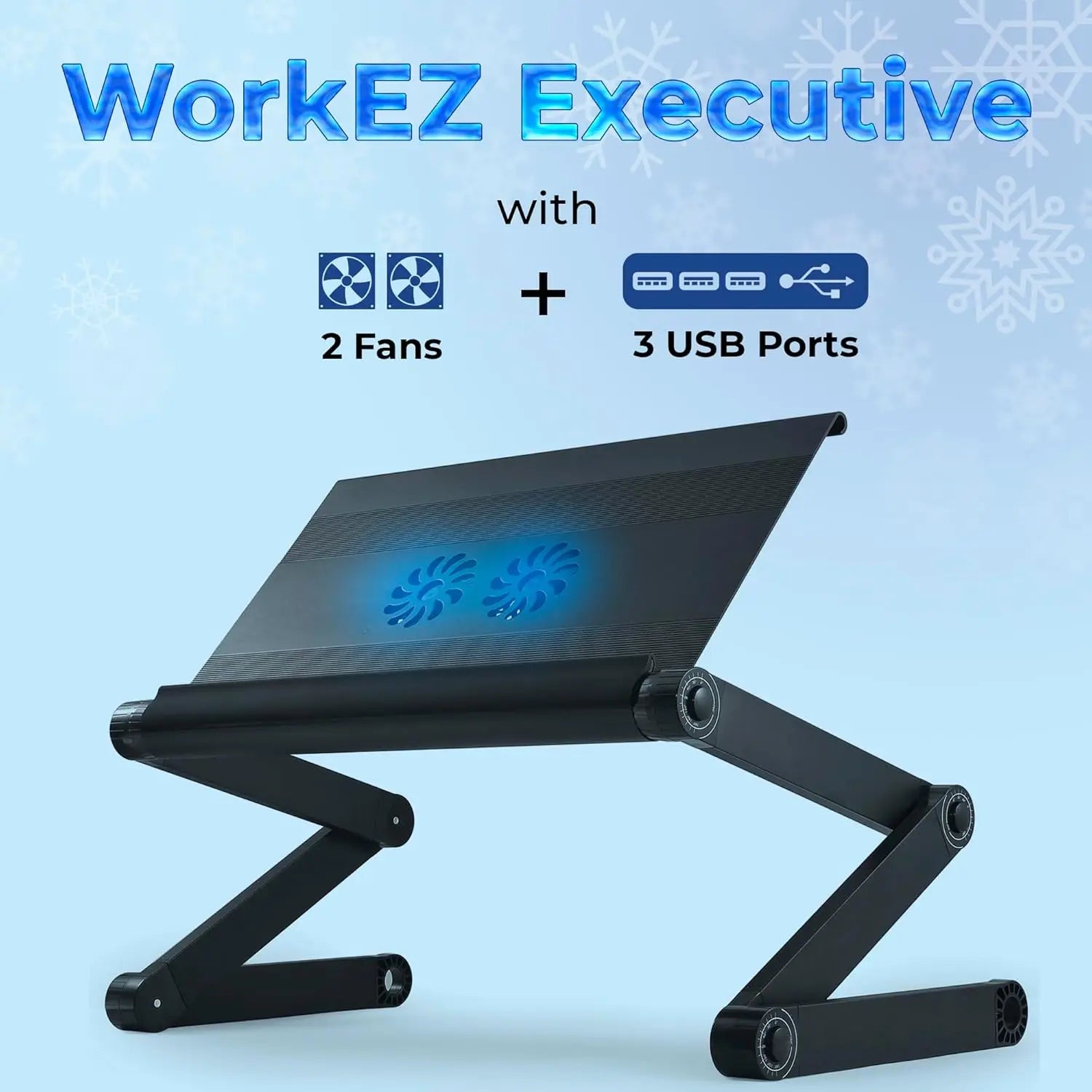 Adjustable Laptop Cooling Stand with 2 Fans & 3 USB Ports - ElectronAge