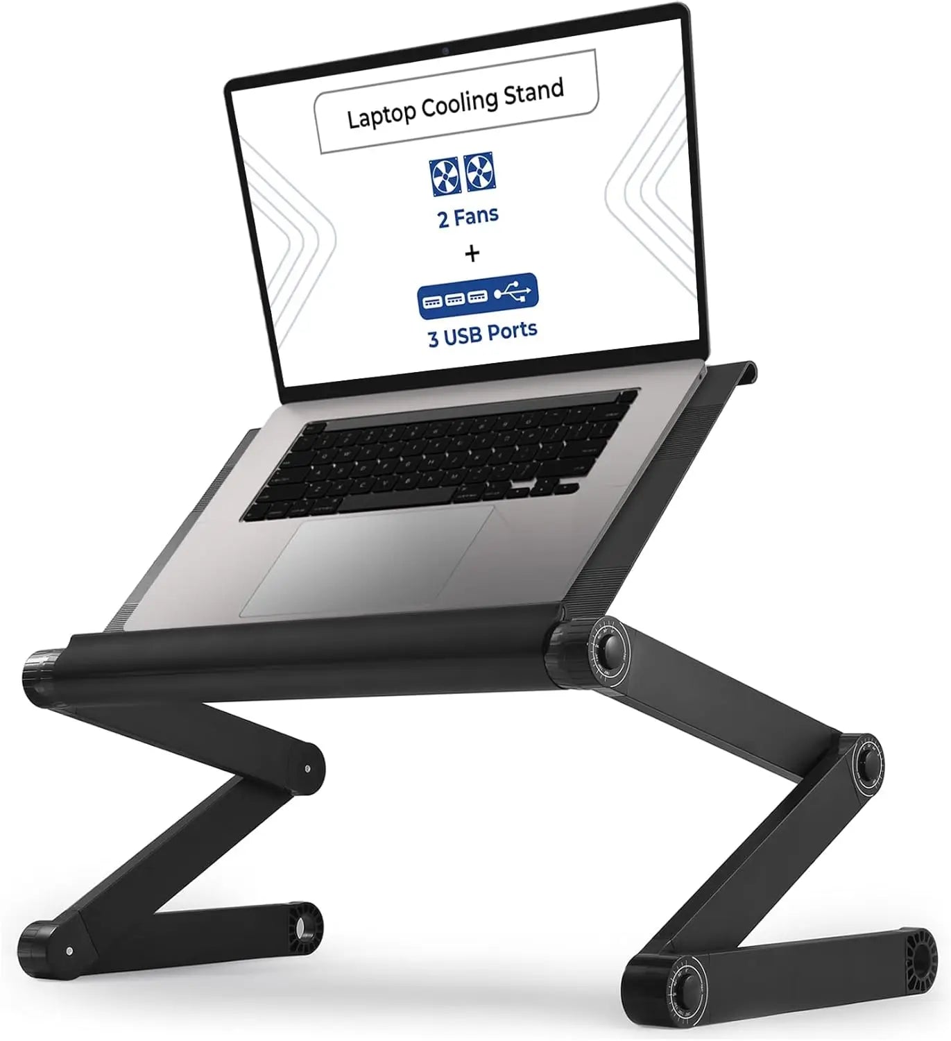 Adjustable Laptop Cooling Stand with 2 Fans & 3 USB Ports - ElectronAge