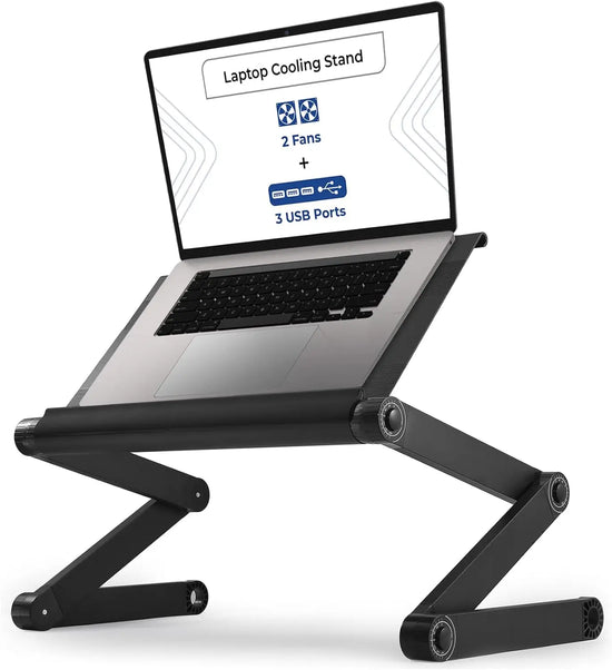 Adjustable Laptop Cooling Stand with 2 Fans & 3 USB Ports