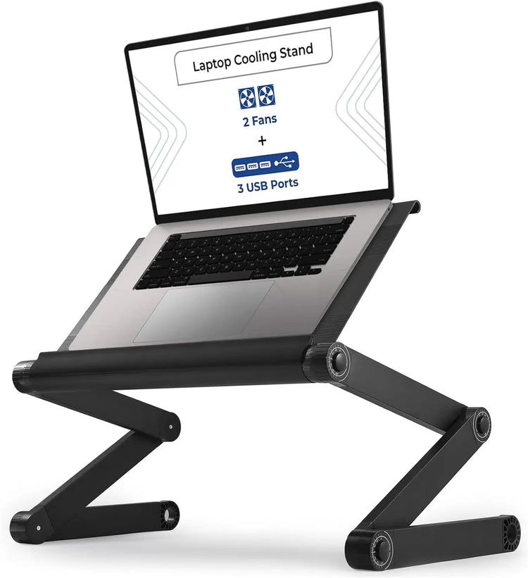 Adjustable Laptop Cooling Stand with 2 Fans & 3 USB Ports - ElectronAge