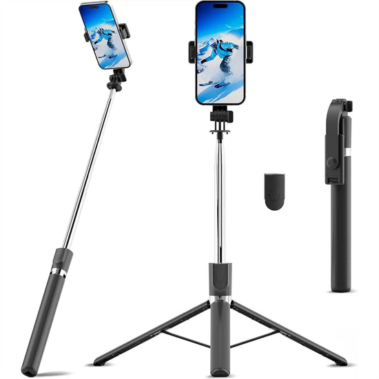 67" Selfie Stick Tripod, Portable Cell Phone Tripod with Wireless Remote, 360° Rotating Extendable Travel Stand for Selfies