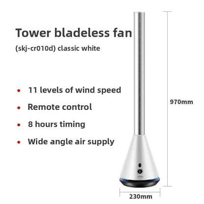 2025 NewHousehold Bladeless Fan Mute Energy-Saving Remote Control Wide-Angle Air Supply Adjustment Safety Anti-Pinch Hand Office