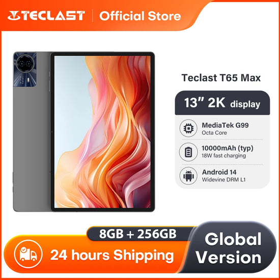 Teclast T65 Max Tablets 13" FHD Display MediaTek G99 8GB RAM 256GB ROM 10000mAh Battery  Android 14  Widevine L1 Global Version