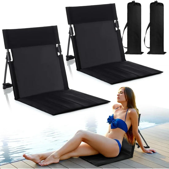 Portable Foldable Beach Chair Compact Poolside Lounge Chair For Adults Travel Camping Picnic Lawn Chair With Carry Bag