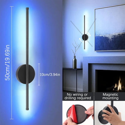 2P Rechargeable LED Wall Lamp 4400mah RGB 50CM Removable Wall Sconce Bedroom Bedside Living Room Décor Fixture Magnetism Chassis