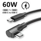 90 Degree Elbow USB C Fast Charge Cable For iPhone 17 16 15 Pro Max Samsung Xiaomi Redmi POCO OnePlus Nylon Braided Type C Cable
