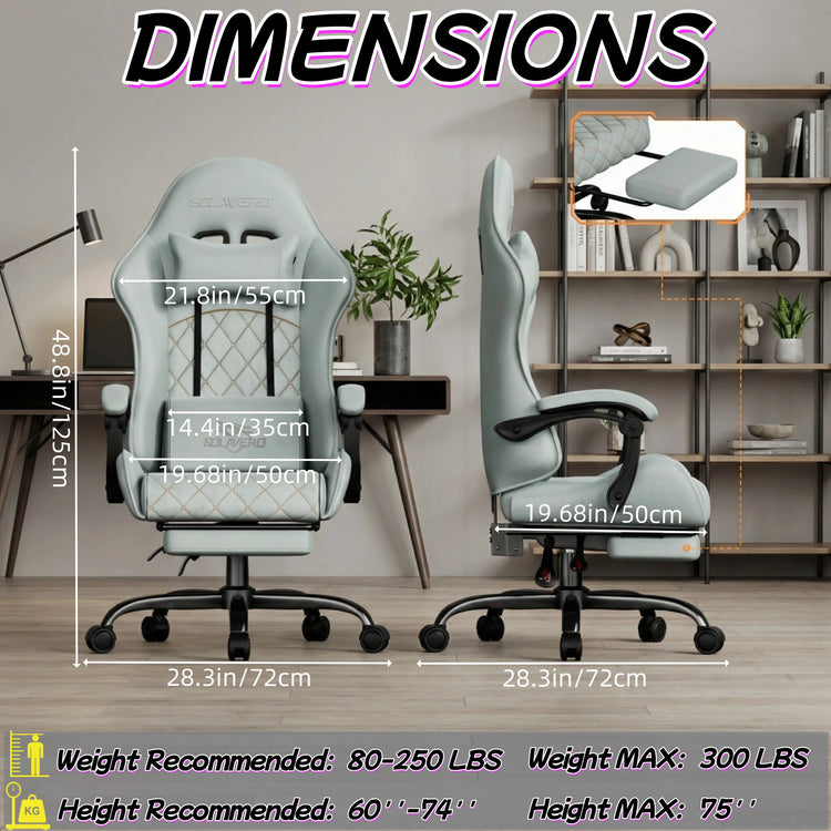 Massage Gaming Chair with 360°-Swivel and Headrest - ElectronAge