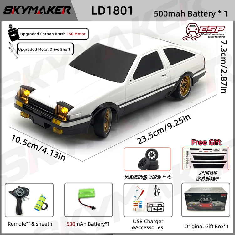 Skymaker AE86 Model LD1801 RX-7 FC LD1802 1:18 RC Drift Car - ElectronAge