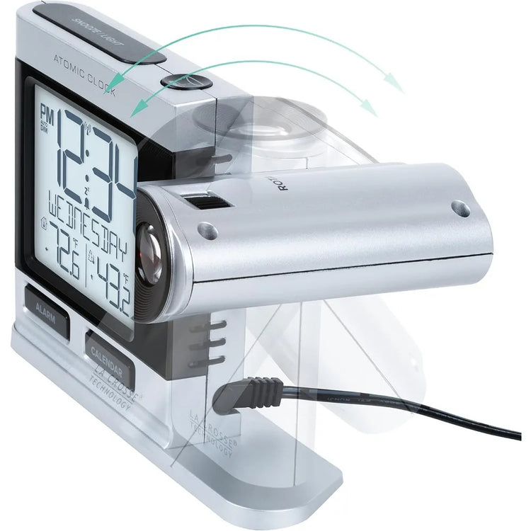 Silver Atomic Projection Alarm Clock with Temperature - ElectronAge