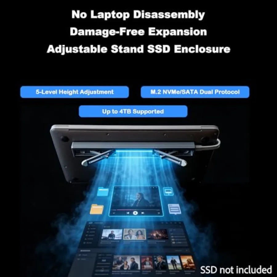 Laptop stand and M.2 SSD enclosure for MacBook expansion - ElectronAge