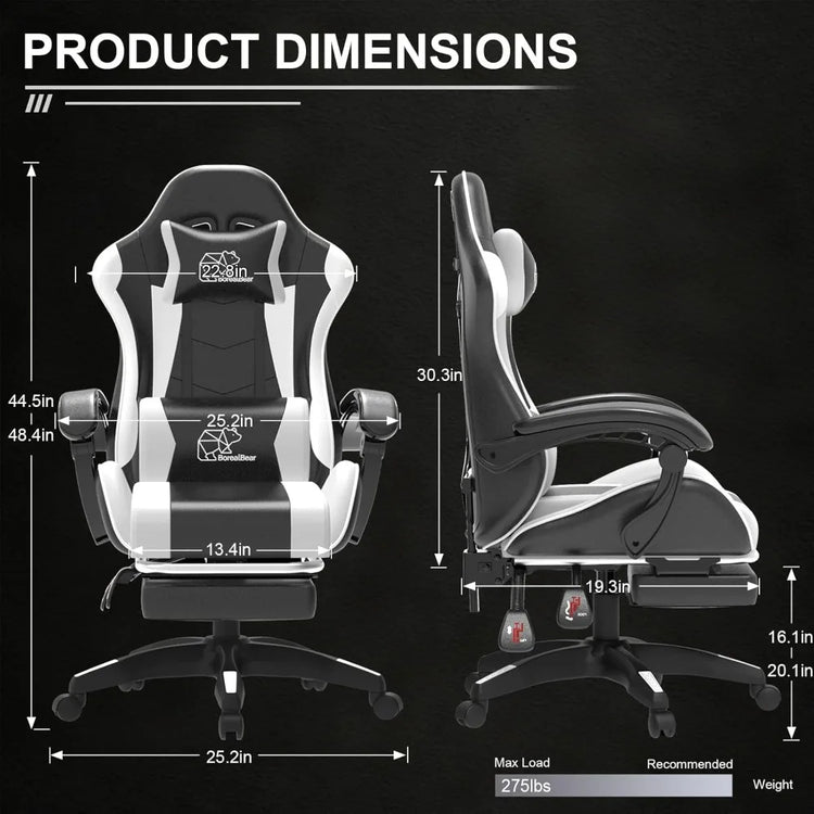Ergonomic Gaming Chair, Leather Office Chairs with Foot Rest - ElectronAge