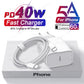 40W PD Fast Charging USB C Charger For iPhone 16 15 14 8 7 Plus 13 12 11 Pro XS Max XR XS X USB Type C Charger Cable Accessories