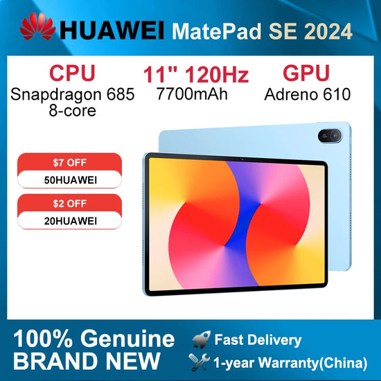 2024 HUAWEI MatePad SE Tablet WiFi 8GB 128GB/256GB 11-inch 120Hz  Snapdragon 685 8-Core HarmonyOS 4.2 7700mAh