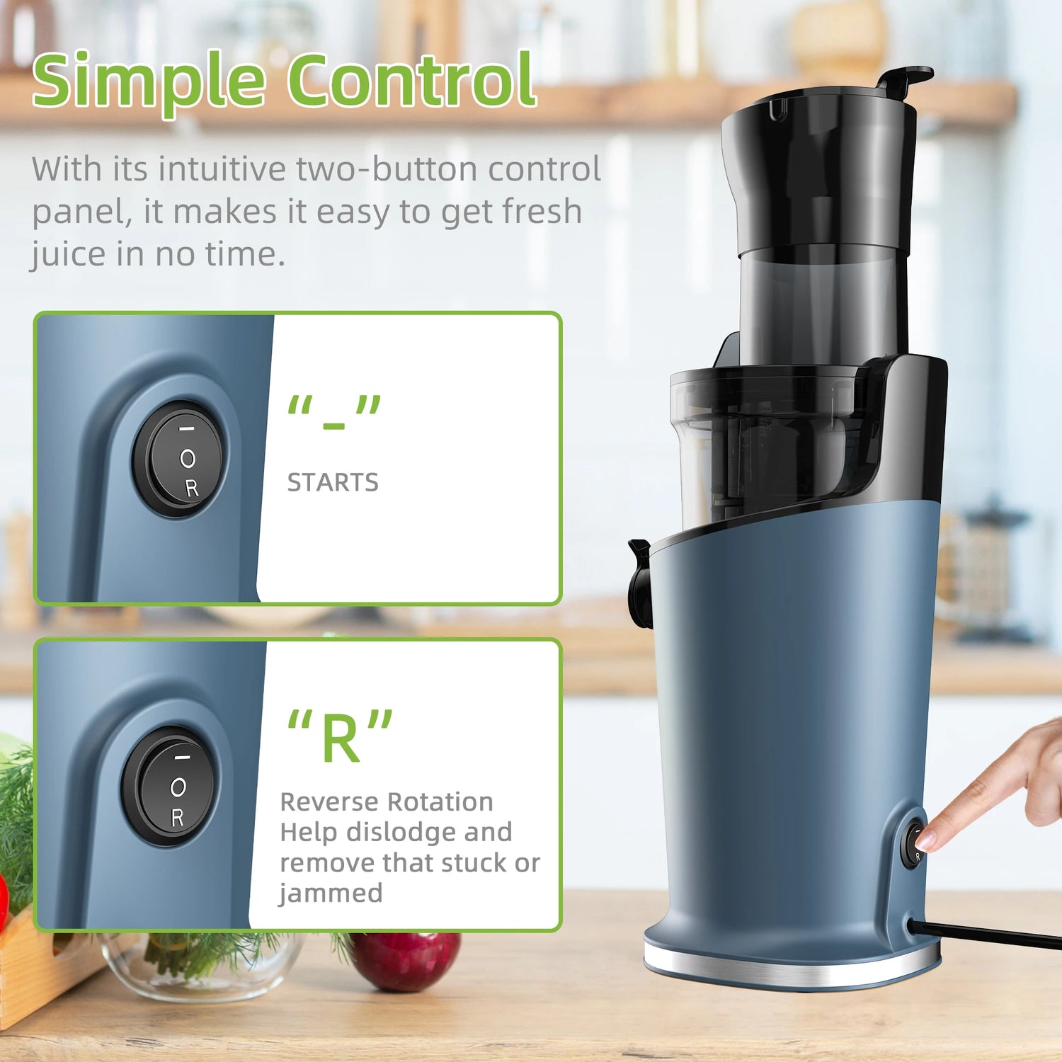 BioloMix Cold Press Juicer with 78mm Feed Chute, 200W 40-65RPM Powerful Motor Slow Masticating Juice Extractor Fits Whole Fruits - ElectronAge