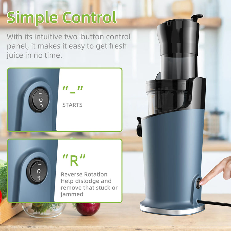 BioloMix Cold Press Juicer with 78mm Feed Chute, 200W 40-65RPM Powerful Motor Slow Masticating Juice Extractor Fits Whole Fruits - ElectronAge