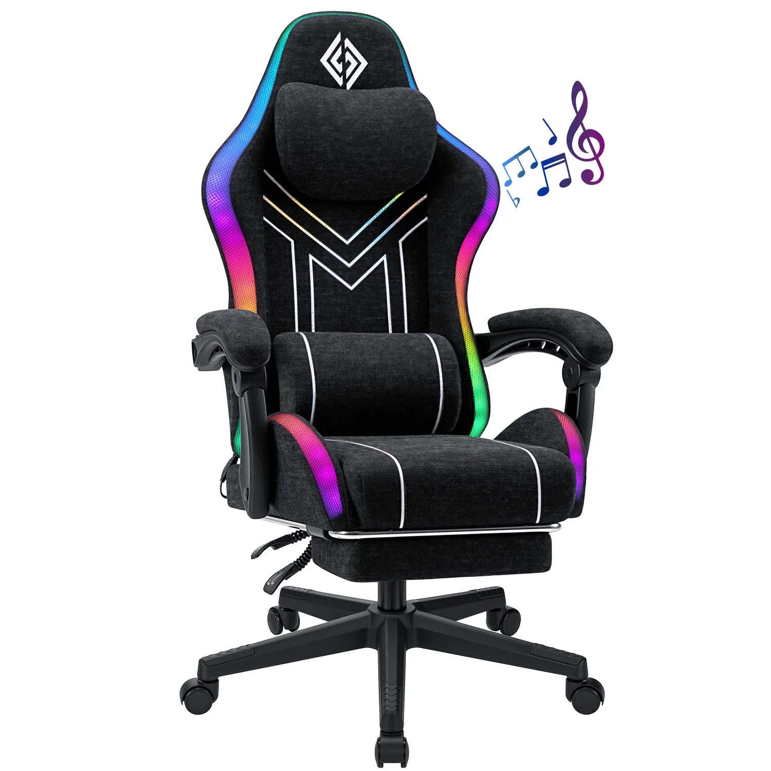 400lbs Breathable Fabric Gaming Chair w/ LED Light - ElectronAge