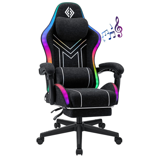 400lbs Breathable Fabric Gaming Chair w/ LED Light - ElectronAge