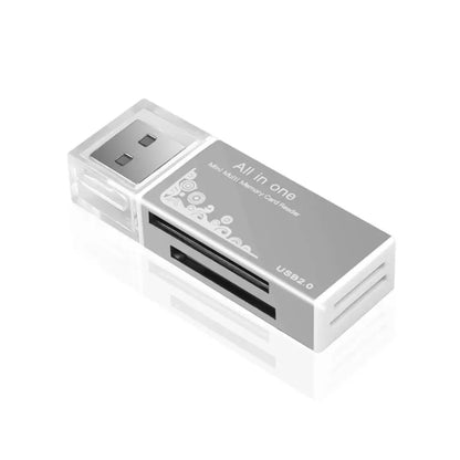 Alloy Card Reader 4 Ports USB2.0 Micro SD TF M2 MS Pro Duo MMC SDHC DV Phone Camera Memory Card Adapter with LED Indicator