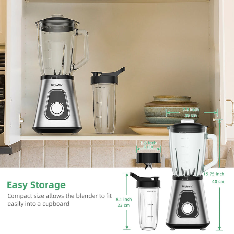 BioloMix 1300W Smoothie Blender with 1.5L Glass Jar - ElectronAge